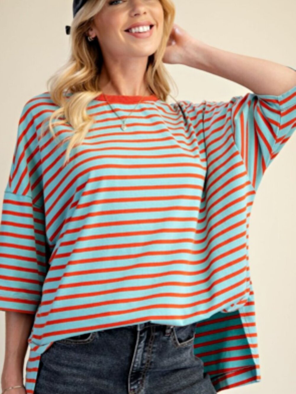 NWT Easel Strop Cotton Washed Boxy T-Shirt